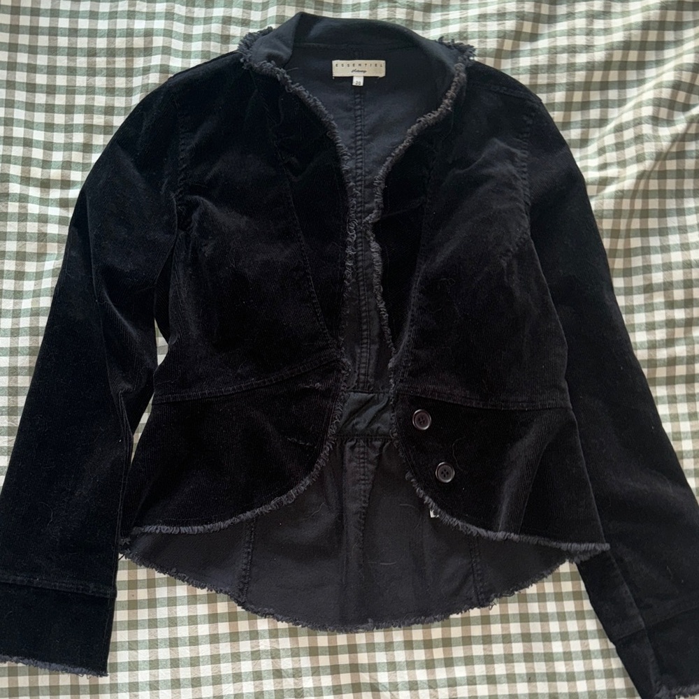 Essential Antwerp Black Ribbed Velvet Blazer
